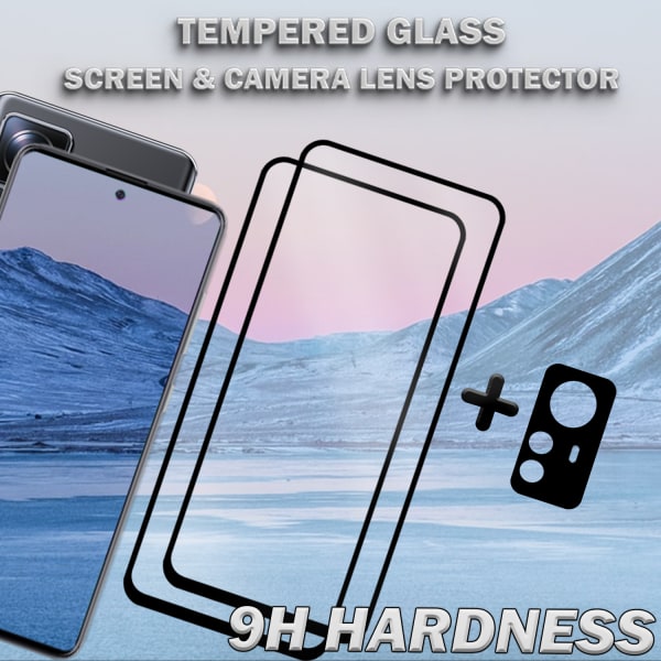 2-Pack XIAOMI 12T 5G Skärmskydd & 1-Pack linsskydd - Härdat Glas 9H - Super kvalitet 3D