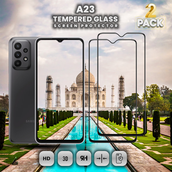 2-Pack SAMSUNG GALAXY A23 Näytönsuoja - Karkaistu Lasi 9H - Super laatu 3D