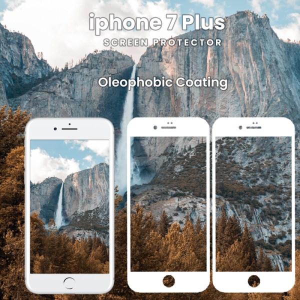 2 Pack iPhone 7 Plus Vit - Härdat Glas 9H - Super Kvalitet 3D