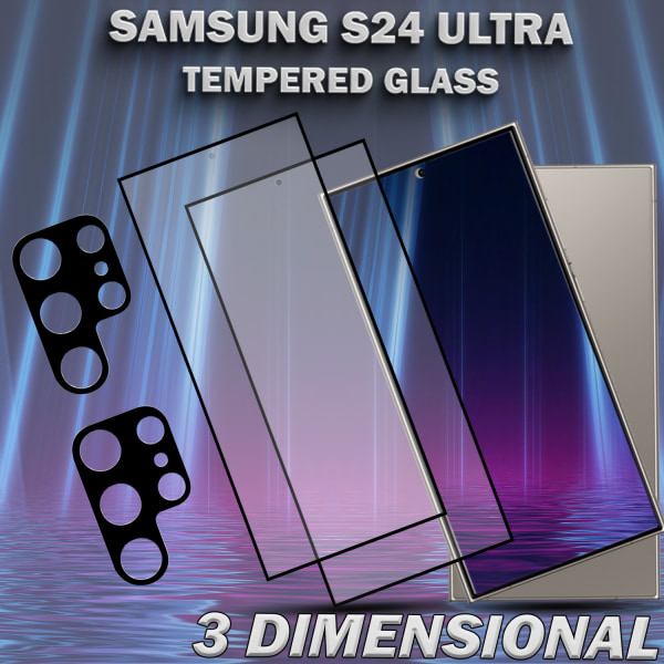 2-Pack SAMSUNG S24 ULTRA Skärmskydd & 2-Pack linsskydd - Härdat Glas 9H - Super kvalitet 3D