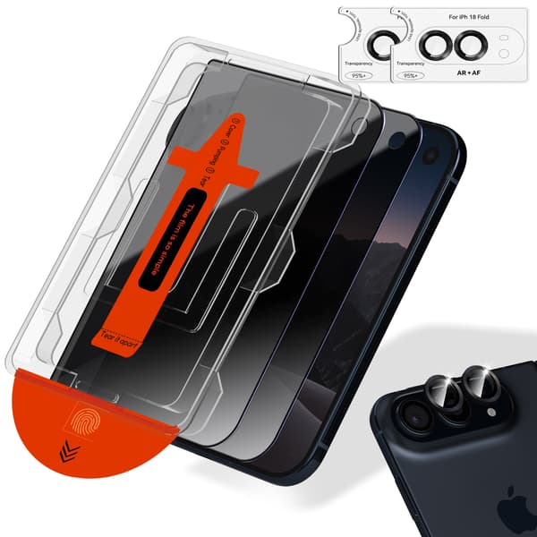 2-Pack iPhone Duo Privacy Skärmskydd & 2-Pack linsskydd - Härdat Glas | [Automatisk Installation] - Bubbelfritt