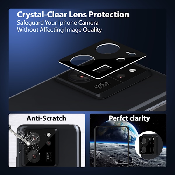 2-Pack Xiaomi 13T Pro Skærmbeskyttelse & 2-Pack linsebeskyttelse - Hærdet Glas 9H - Super kvalitet 3D