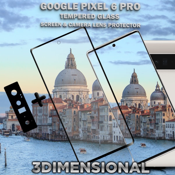 1-Pack Google Pixel 6 Pro Skärmskydd & 1-Pack linsskydd - Härdat Glas 9H - Super kvalitet 3D