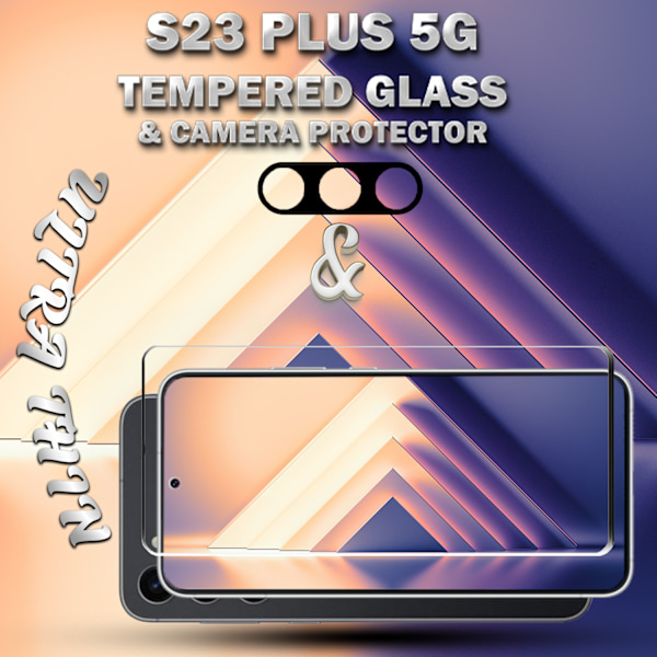 1-Pack Samsung S23 Plus 5G Skärmskydd & 1-Pack linsskydd - Härdat Glas 9H - Super kvalitet 3D