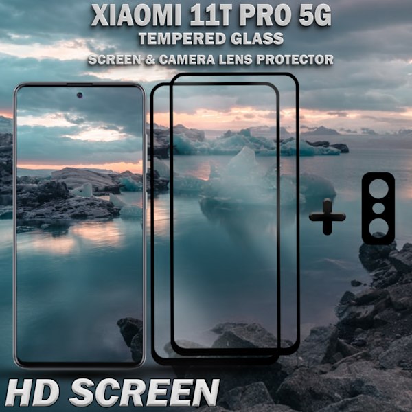 2-Pack Xiaomi 11T Pro (5G) Skärmskydd & 1-Pack linsskydd - Härdat Glas 9H - Super kvalitet 3D