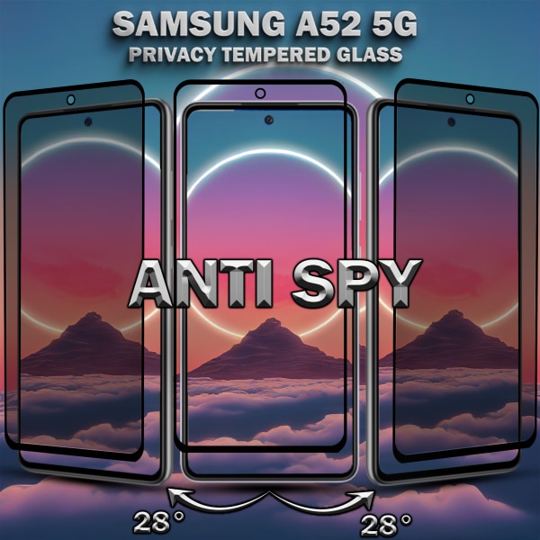 1-Pack Privacy Skärmskydd For Samsung A52 (5G) - Härdat Glas 9H - Super Kvalitet 3D