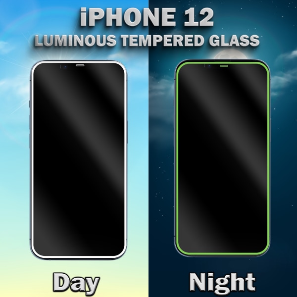 1-Pack Självlysande Skärmskydd For iPhone 12 - Härdat Glas 9H - Super Kvalitet 3D