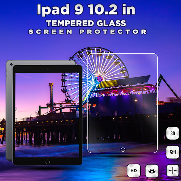 1-Pack APPLE IPAD 9 (10.2 INCH) Skærmbeskyttelse - Hærdet Glas 9H - Super kvalitet 3D