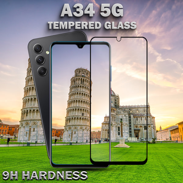 1-Pack SAMSUNG GALAXY A34 Skærmbeskyttelse - Hærdet Glas 9H - Super kvalitet 3D