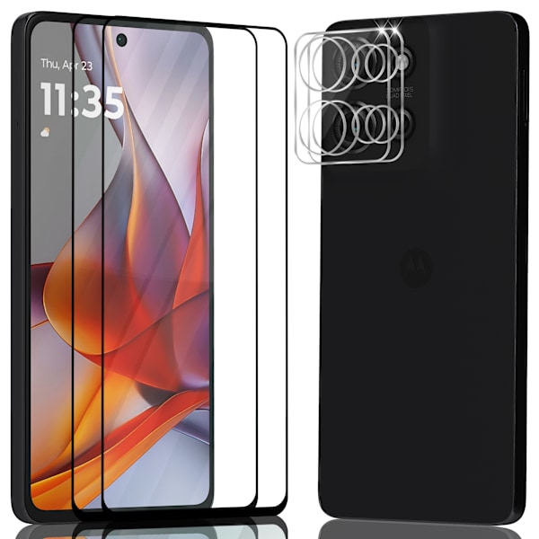2-Pack Motorola G75 Näytönsuoja & 2-Pack linssinsuoja - Karkaistu Lasi 9H - Super laatu 3D