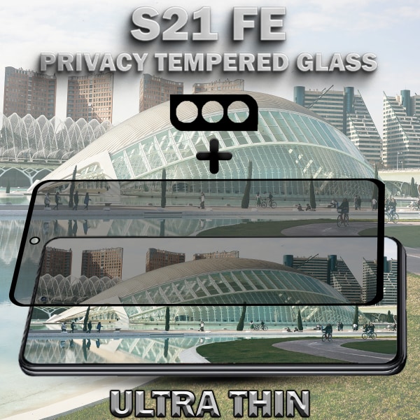 1-Pack Privacy SAMSUNG S21 FE Skärmskydd & 1-Pack linsskydd - Härdat Glas 9H - Super kvalitet 3D