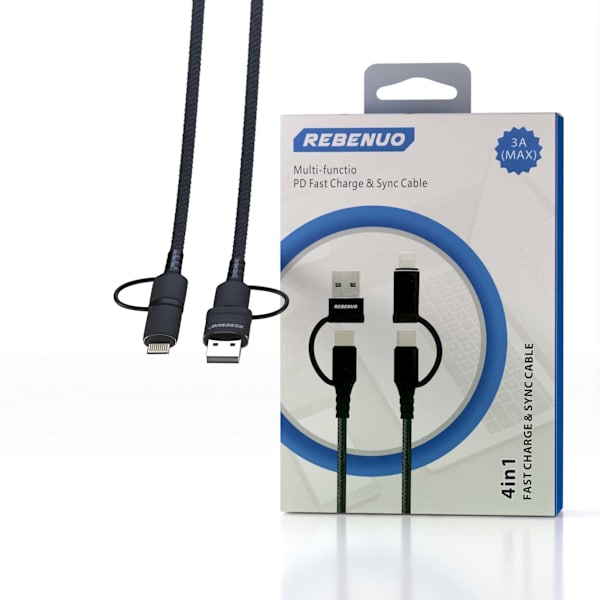 REBENUO 4-in-1 Snabbladdnings och Synkkabel