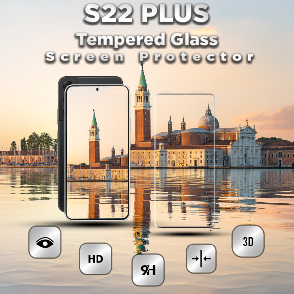 1-Pack Samsung S22 Plus Skärmskydd  - 9H Härdat Glass - 3D Super Kvalitet