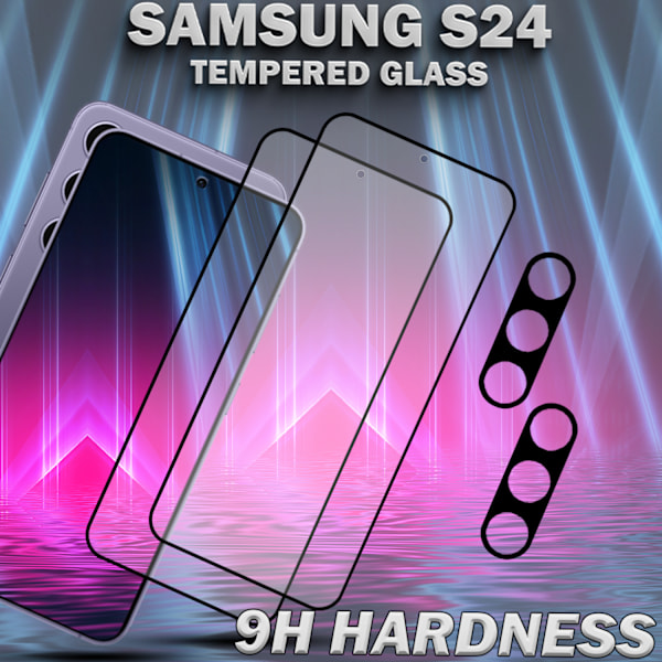 2-Pack SAMSUNG S24 Skærmbeskyttelse & 2-Pack linsebeskyttelse - Hærdet Glas 9H - Super kvalitet 3D