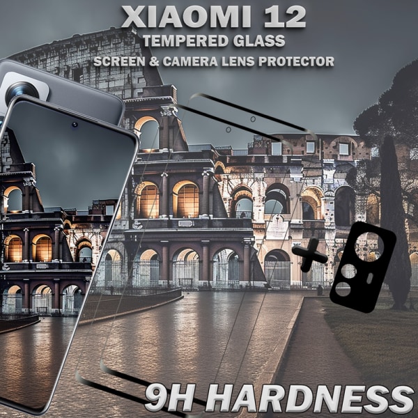 2-Pack XIAOMI 12 Skärmskydd & 1-Pack linsskydd - Härdat Glas 9H - Topp kvalitet 3D