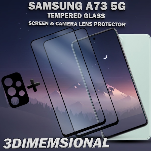 2-Pack SAMSUNG A73 Skærmbeskyttelse & 1-Pack linsebeskyttelse - Hærdet Glas 9H - Super kvalitet 3D