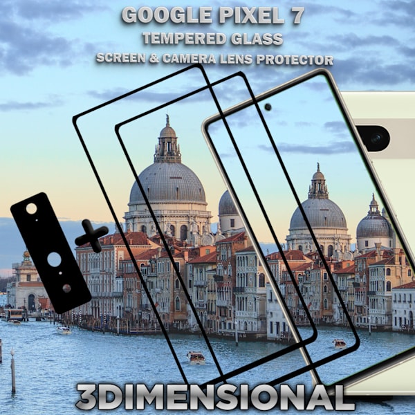 2-Pack Google Pixel 7 Skärmskydd & 1-Pack linsskydd - Härdat Glas 9H - Super kvalitet 3D