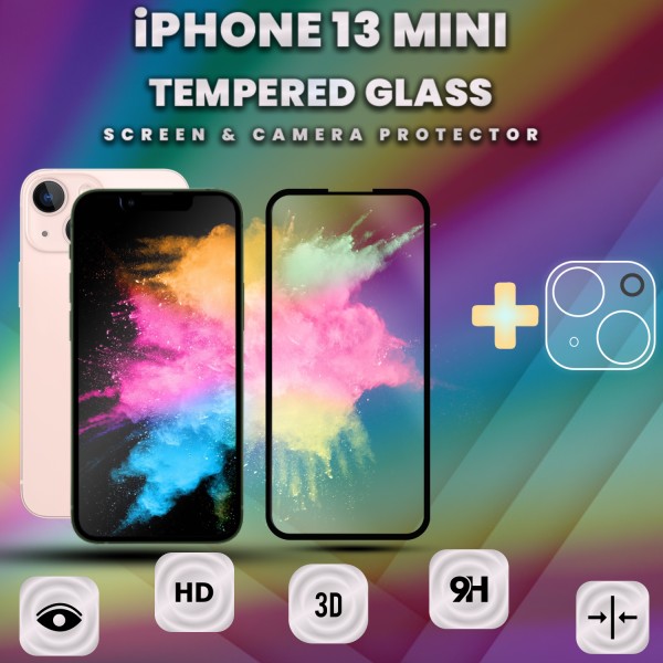 1-Pack iPhone 13 Mini - Skärmskydd & 1-Pack linsskydd - 9H Glas