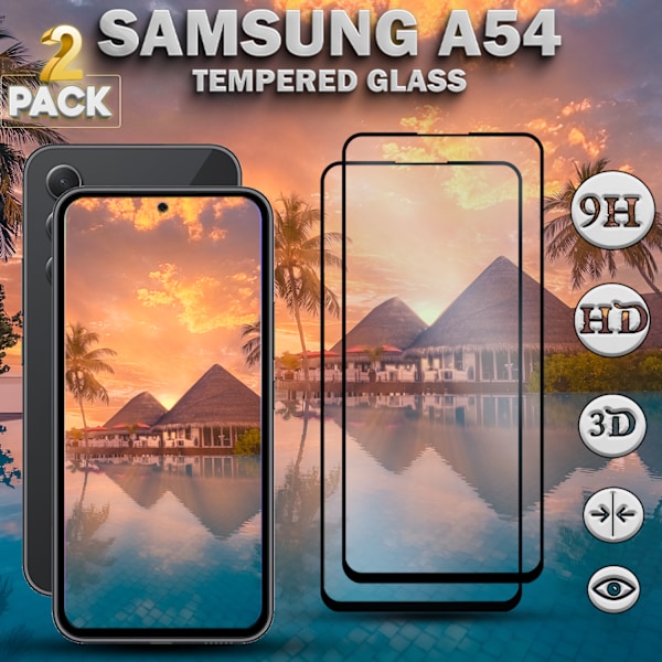2-Pack SAMSUNG GALAXY A54 Näytönsuoja - Karkaistu Lasi 9H - Super laatu 3D