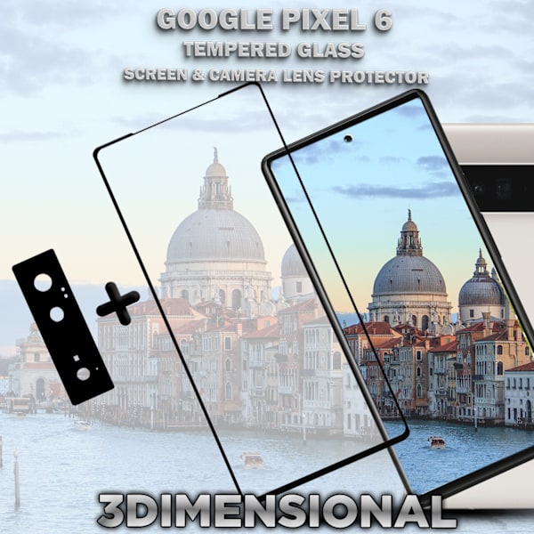 1-Pack GOOGLE PIXEL 6 Skærmbeskyttelse & 1-Pack linsebeskyttelse - Hærdet Glas 9H - Super kvalitet 3D