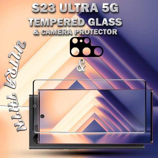 1-Pack Samsung S23 Ultra (5G) Skärmskydd & 1-Pack linsskydd - Härdat Glas 9H - Super kvalitet 3D