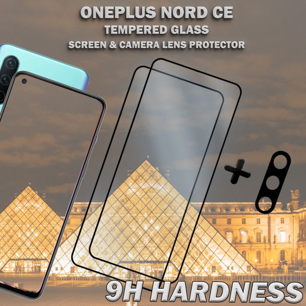 2-Pack OnePlus Nord CE & 1-Pack linsskydd - Härdat Glas 9H - Super kvalitet 3D