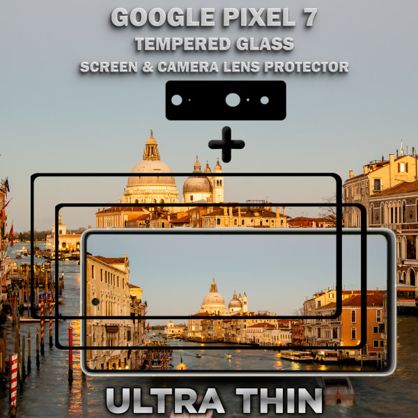 2-Pack Google Pixel 7 Skärmskydd & 1-Pack linsskydd - Härdat Glas 9H - Super kvalitet 3D