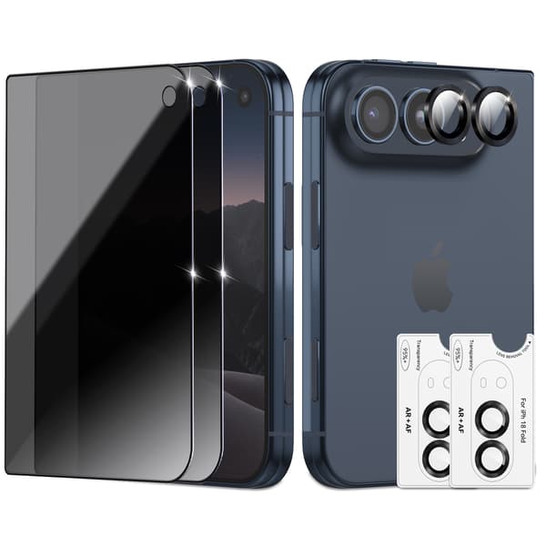 2-Pack iPhone Duo Privacy Skärmskydd & 2-Pack linsskydd - Härdat Glas 9H - Super kvalitet 3D