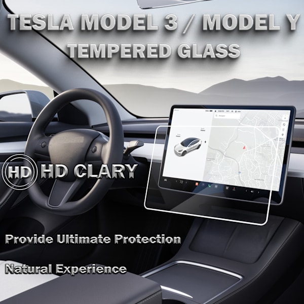 1-Pack Skärmskydd For Tesla Model Y - Härdat Glas 9H - Super Kvalitet