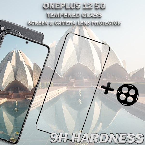 1-Pack ONEPLUS 12 Skærmbeskyttelse & 1-Pack linsebeskyttelse - Hærdet Glas 9H - Super kvalitet 3D