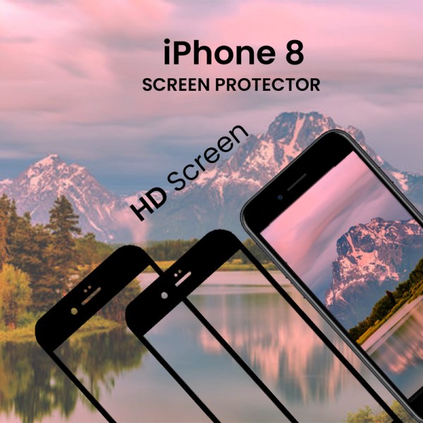 2 Pack iPhone 8 Svart - Härdat Glas 9H - Super Kvalitet 3D
