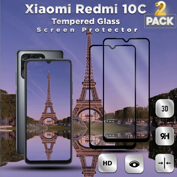 2-Pack Xiaomi Redmi 10C - Härdat Glas 9H - Super kvalitet 3D Skärmskydd