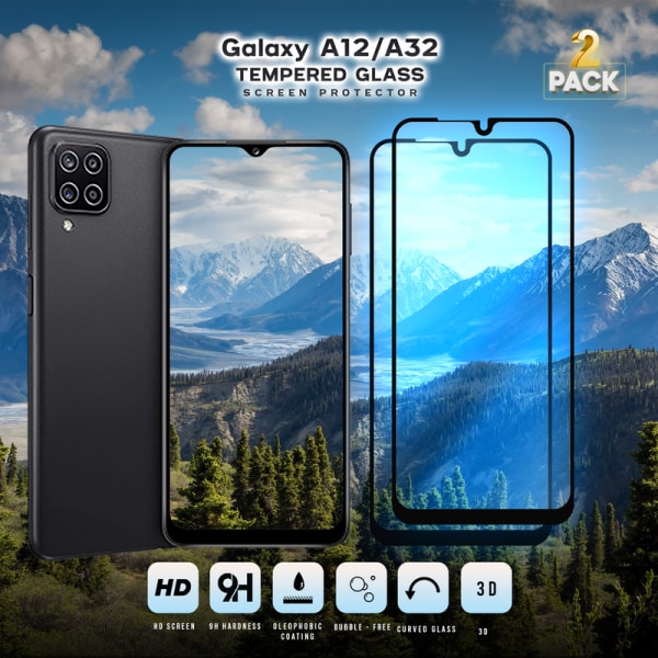 2 Pack - Samsung A12 / A32 5G - Härdat Glass 9H - Super Kvalitet