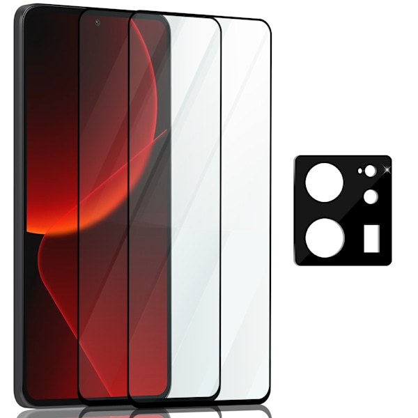 2-Pack Xiaomi 13T Skærmbeskyttelse & 1-Pack linsebeskyttelse - Hærdet Glas 9H - Super kvalitet 3D
