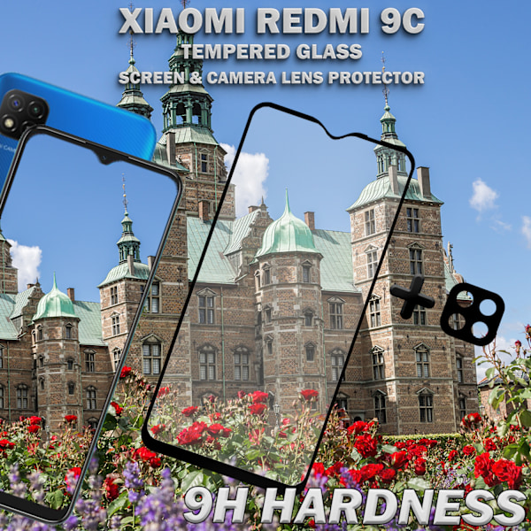 1-Pack Xiaomi Redmi 9C Skärmskydd & 1-Pack linsskydd - Härdat Glas 9H - Super kvalitet 3D
