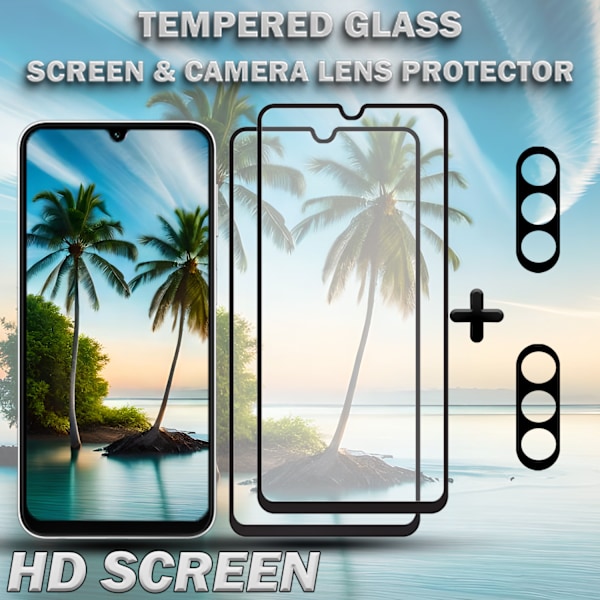 2-Pack SAMSUNG A24 Näytönsuoja & 2-Pack linssinsuoja - Karkaistu Lasi 9H - Super laatu 3D