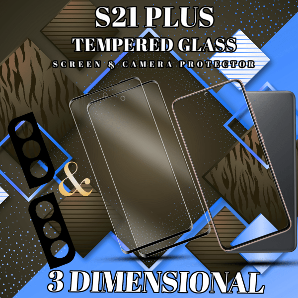 2-Pack Samsung S21 Plus Skärmskydd & 2-Pack linsskydd - Härdat Glas 9H - Super kvalitet 3D