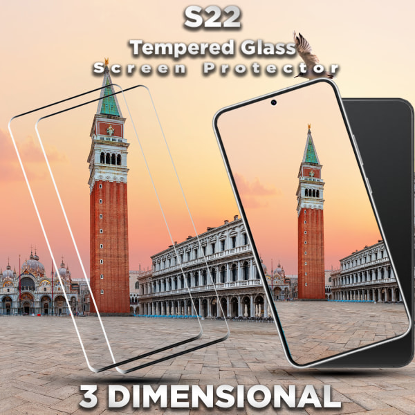 2-Pack Samsung S22 Skärmskydd  - 9H Härdat Glass - 3D Super Kvalitet