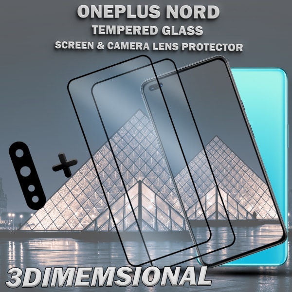 2-Pack OnePlus Nord & 1-Pack linsskydd - Härdat Glas 9H - Super kvalitet 3D