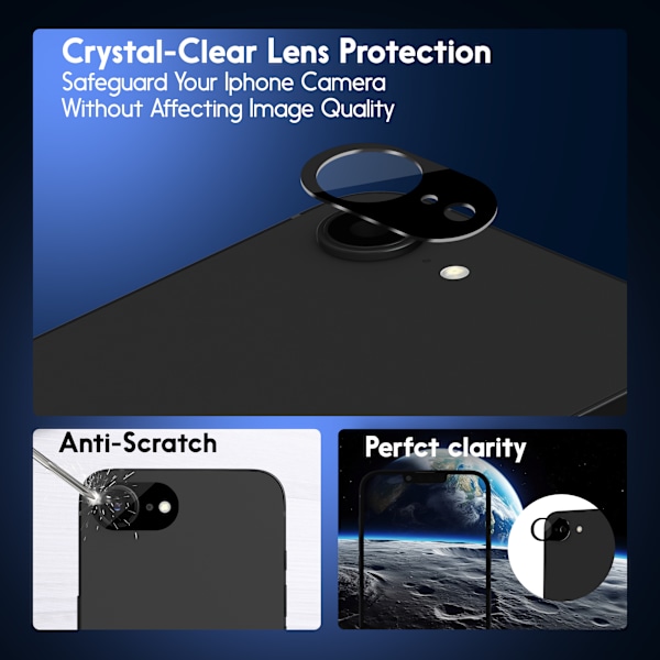 2-Pack Iphone 16E Skärmskydd & 2-Pack linsskydd - Härdat Glas 9H - Super kvalitet 3D