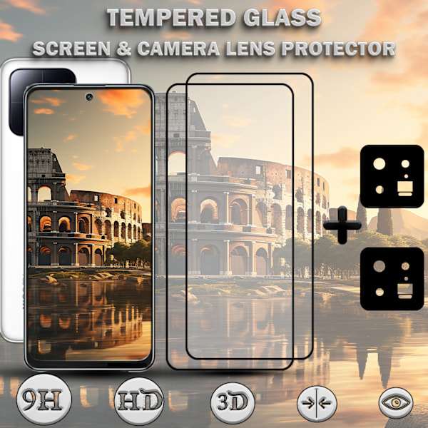 2-Pack XIAOMI 13 Skærmbeskyttelse & 2-Pack linsebeskyttelse - Hærdet Glas 9H - Super kvalitet 3D