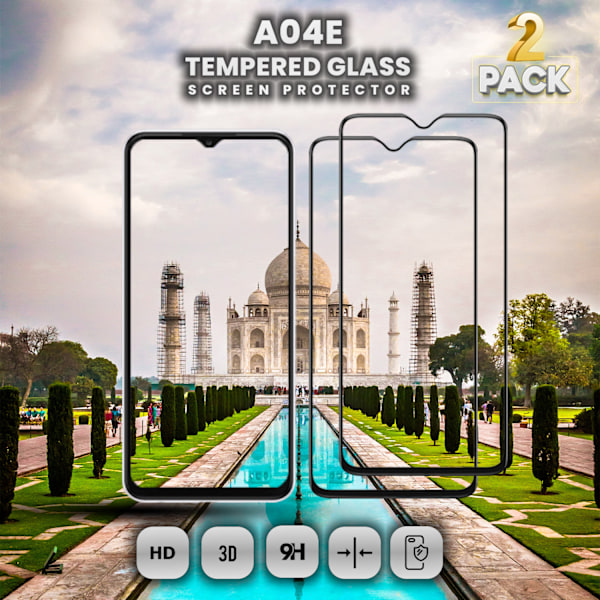 2-Pack Samsung Galaxy A04E - Härdat Glas 9H - Super Kvalitet 3D Skärmskydd