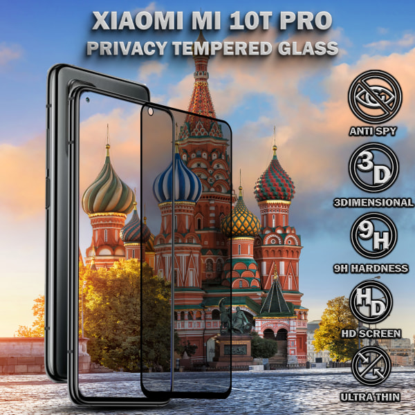 1-Pack Privacy Skärmskydd For Xiaomi Mi 10T Pro - Härdat Glas 9H - Super Kvalitet 3D