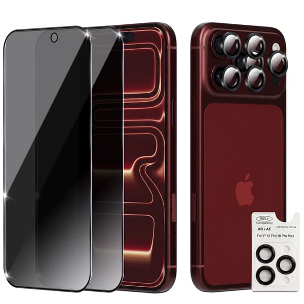 2-Pack iPhone 18 Pro Max Privacy Skærmbeskyttelse & 2-Pack linsebeskyttelse - Hærdet Glas 9H - Super kvalitet 3D iPhone 18 Pro Max