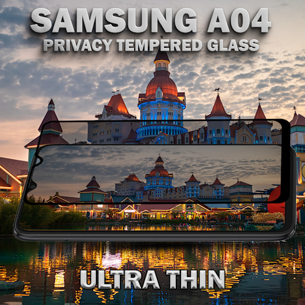1-Pack Privacy Skärmskydd For Samsung A04 - Härdat Glas 9H - Super Kvalitet 3D