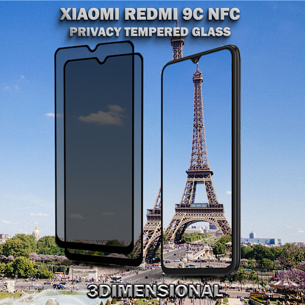 2-Pack Privacy Skärmskydd For Xiaomi 9C (5G) - Härdat Glas 9H - Super Kvalitet 3D