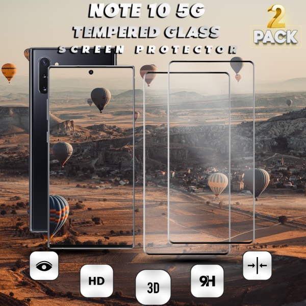 2-Pack Samsung Galaxy Note 10 5G - Härdat Glas 9H – 3D Skärmskydd - Super kvalitet