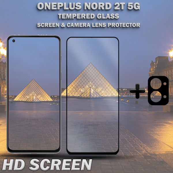 1-Pack ONEPLUS NORD 2T 5G Skärmskydd & 1-Pack linsskydd - Härdat Glas 9H - Super kvalitet 3D