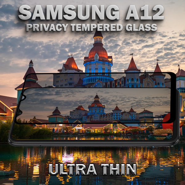 1-Pack Privacy Skärmskydd For Samsung A12 - Härdat Glas 9H - Super Kvalitet 3D