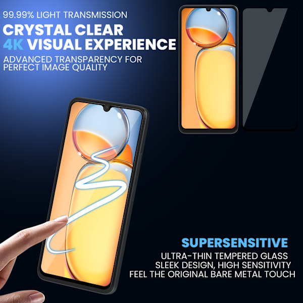 2-Pack Xiaomi Redmi 13C 5G Skärmskydd & 2-Pack linsskydd - Härdat Glas 9H - Super kvalitet 3D